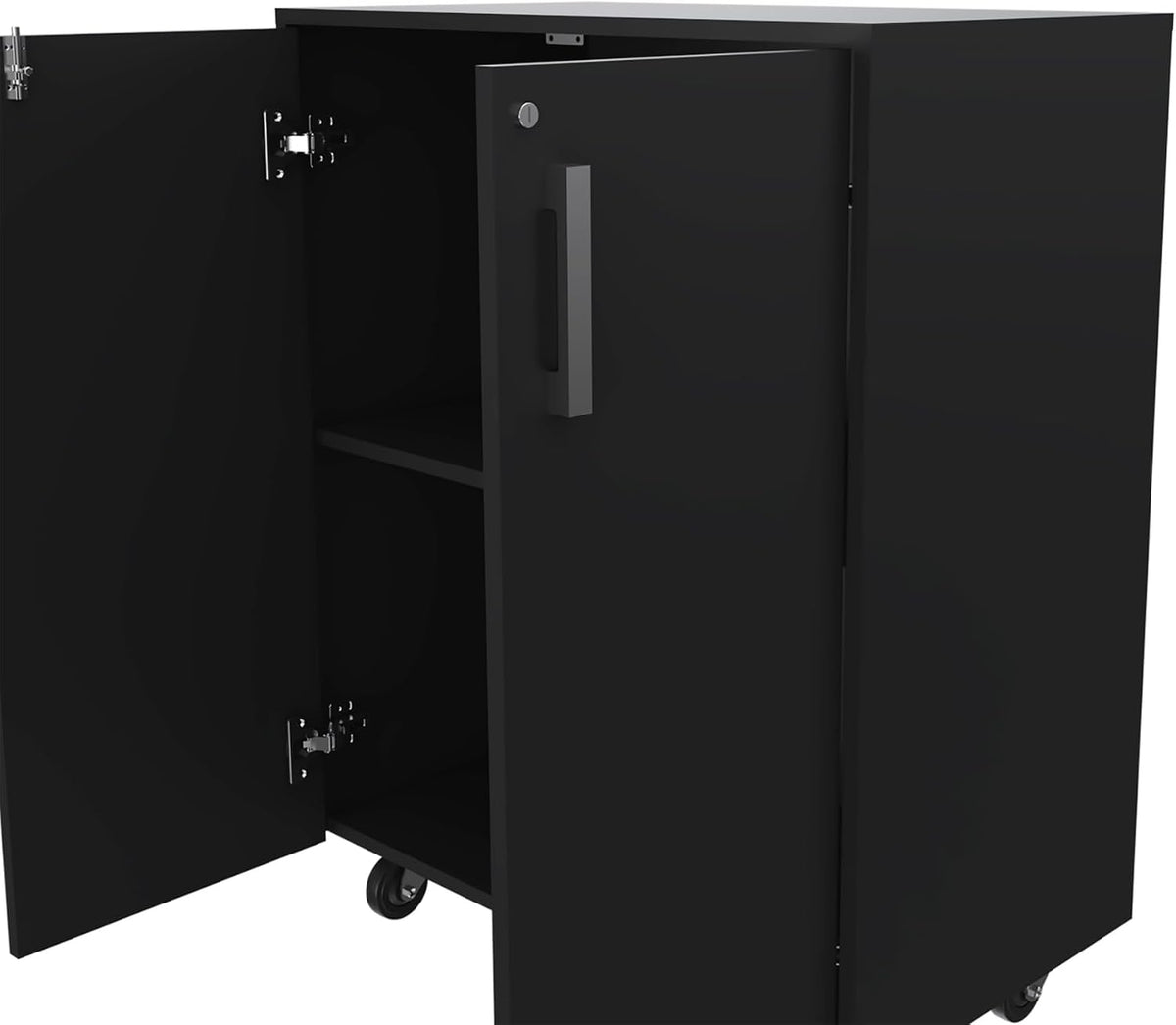Storage Cabinet Lions, Double Door and Casters, Black Wengue Finish