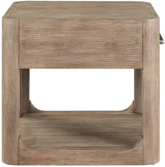 Pemberly Row 3 Piece Set, Round Rubberwood Cocktail Table with Faux Concrete Insert and 2 End Tables, Burnished Beige Finish, Satin Pewter Hardware, Storage Drawer, Living Room Furniture