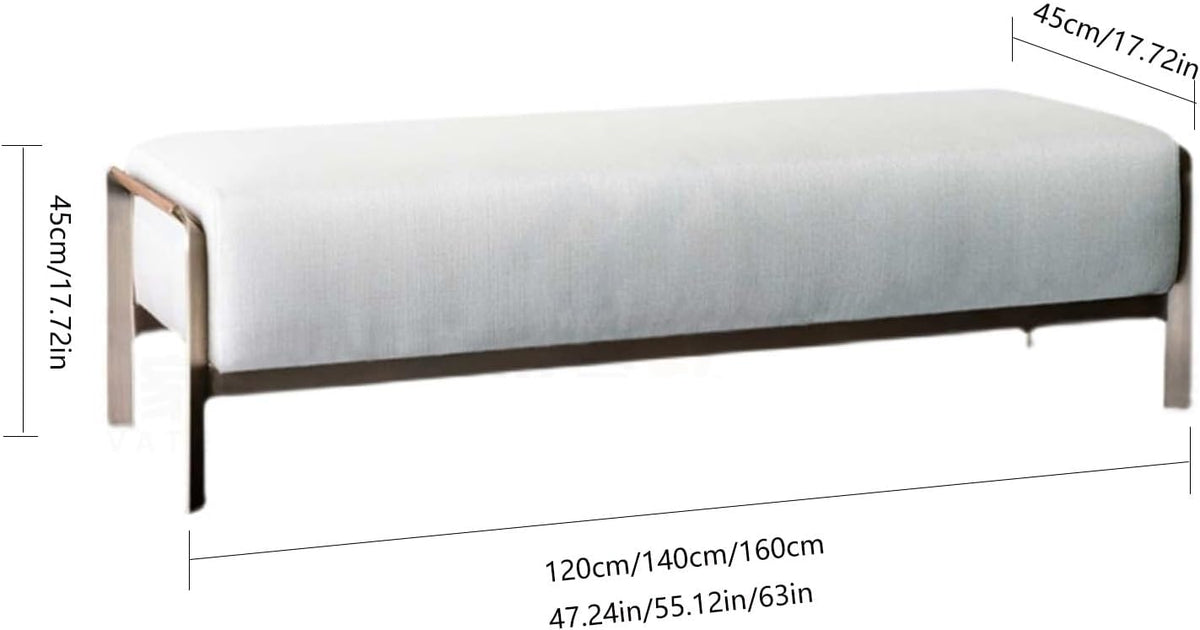 Modern End of Bed Bench with Metal Legs, Upholstered Entryway for Living Room, Bedroom, (White) Entryway(140 * 45 * 45cm)