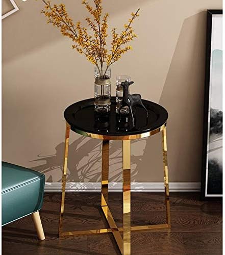 Telephone Table, Living Room Sofa Side Table,Tray Side Table,Golden Coffee Table,Small Round Table,Stainless Steel Side Table,Telephone Tables,2 Colors (Color:Gold+Black,