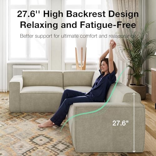 Novilla Modular Sectional Sofa, No Assembly Cloud Sectional Couch with Smarts Coil® Support, Chenille Fabric Sectional Sofa, Couch for Living Room Apartment, Beige (Right-Arm Chair)