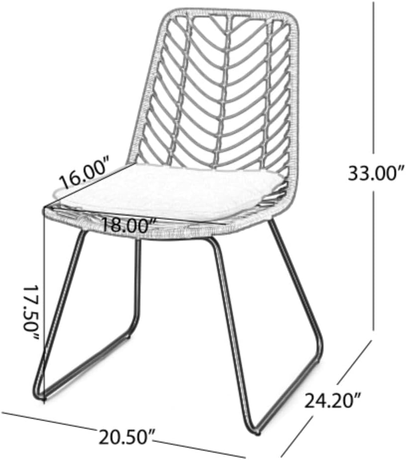Saiveina Deja Chair,2PCS with 2 Cushions,Gray
