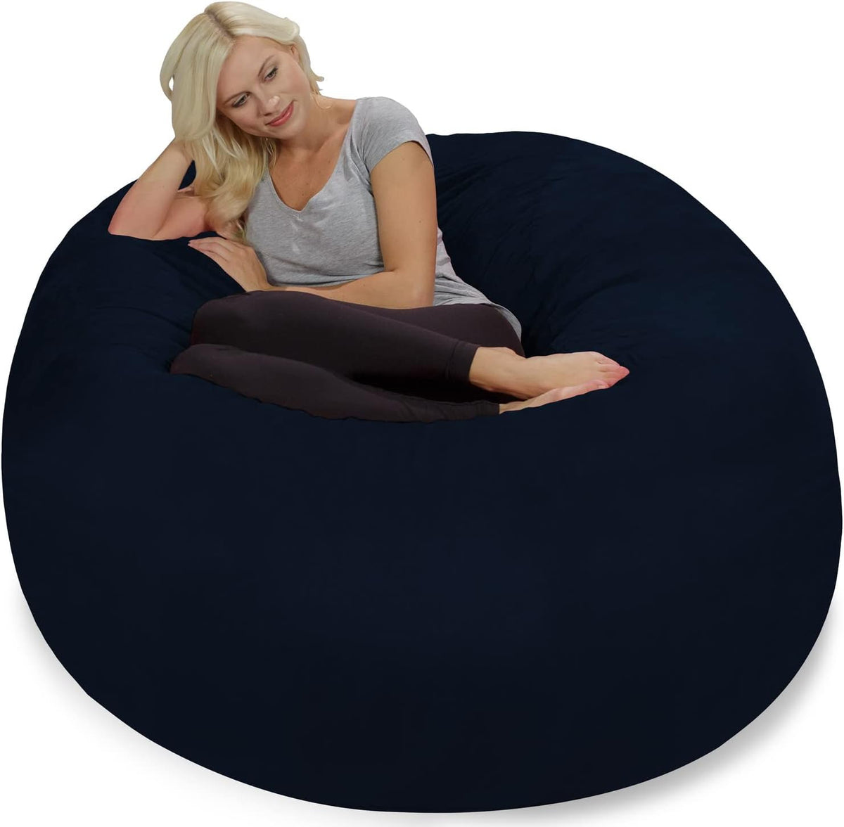 Chill Sack Bean Bag Chair: Giant 5' Memory Foam Furniture Bean Bag - Big Sofa with Soft Micro Fiber Cover - Midnight Blue