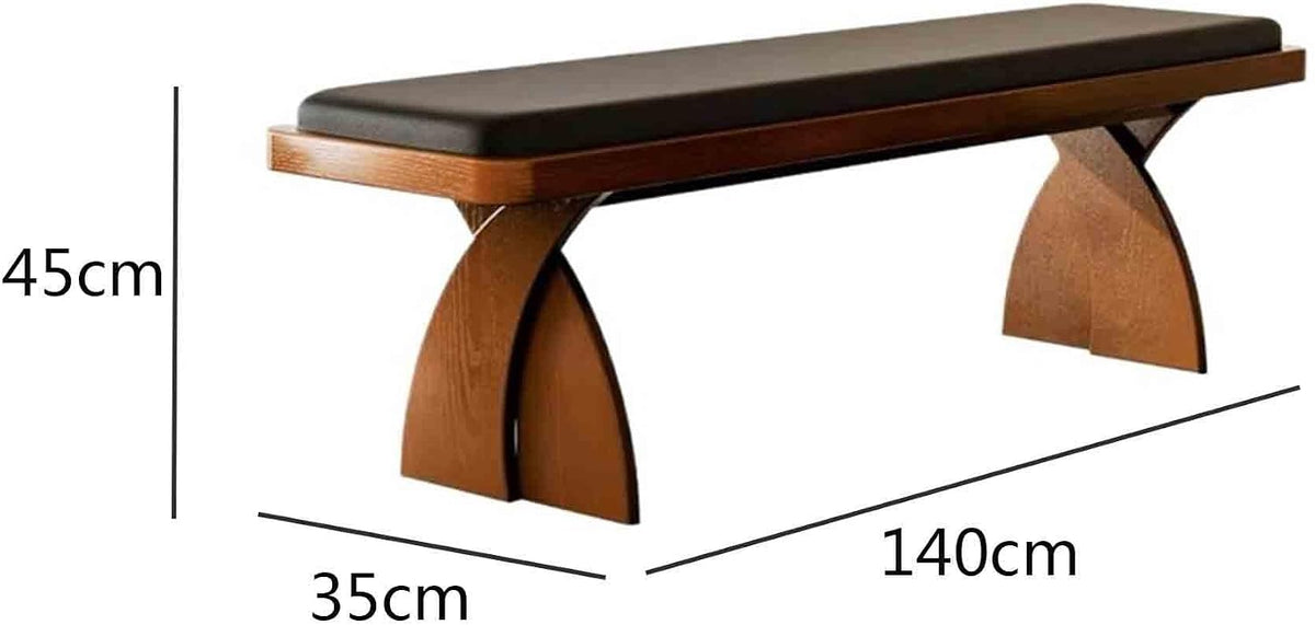 Modern Wooden Long Bench at The Foot of The Bed in The Bedroom Dressing Room or Home Use Leather Shoe Changing Entryway(Medium)