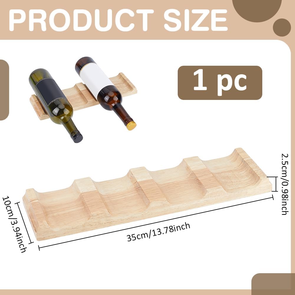 BENECREAT 13.8X3.9 Inch Wood Countertop Cabinet Wine Holder, 4 Bottle Freestanding Wine Bottle Holder Stand, Countertop Wine Rack for Kitchen Bar, Dining Room, Bar, Cabinet