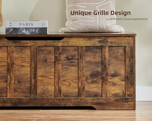 VANKILEY 51.2" Storage Chest Extra Large,Wooden Storage Bench,Rustic Brown | Chest with 2 Safety Hinges, 51.2*15.7*19.1inches, Wooden Trunk for Bedroom, Livingroom,Entryway,Easy Assembly.