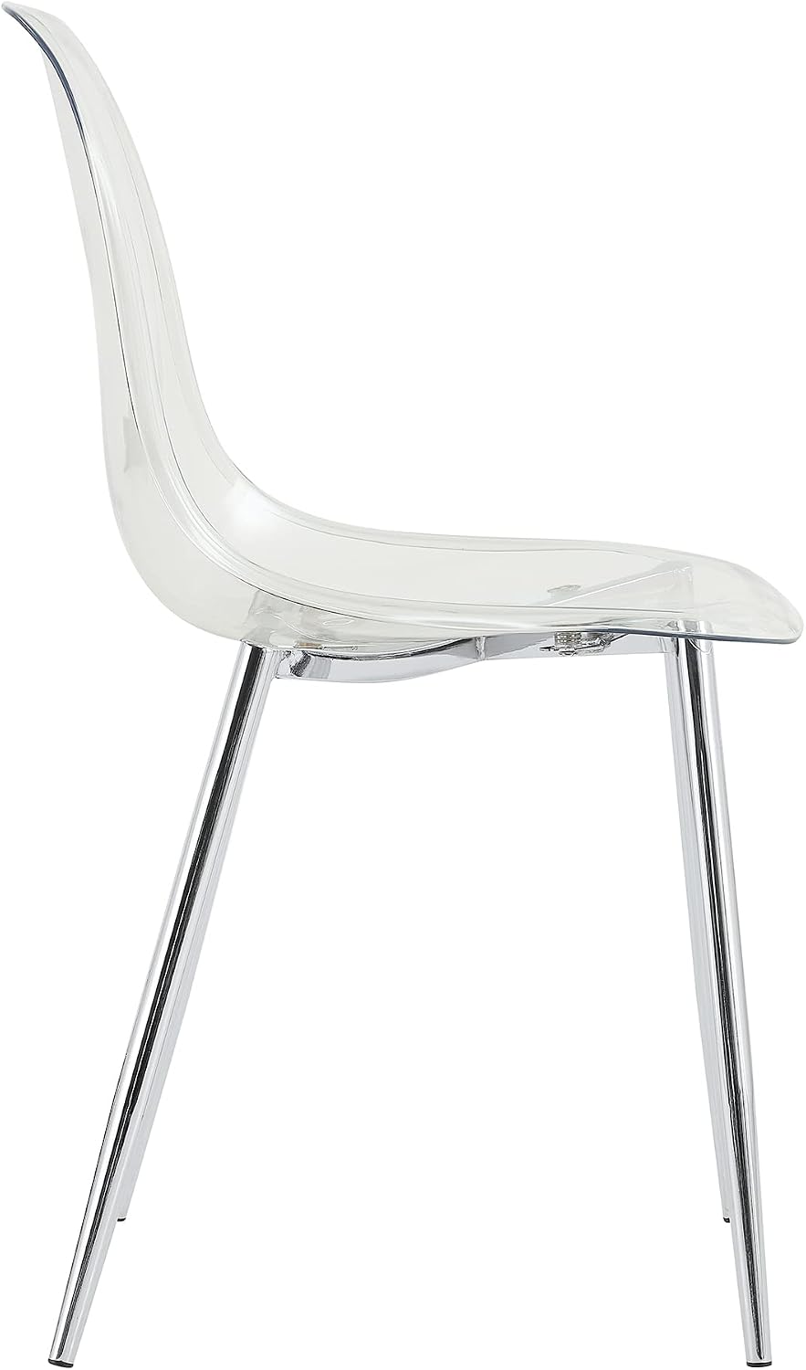 Baysitone Clear Dining Chairs Set of 12, Modern Kitchen Chairs with Transparent Seat, Acrylic Accent Side Chairs with Metal Legs for Dining Room, Kitchen, Living Room with Silver