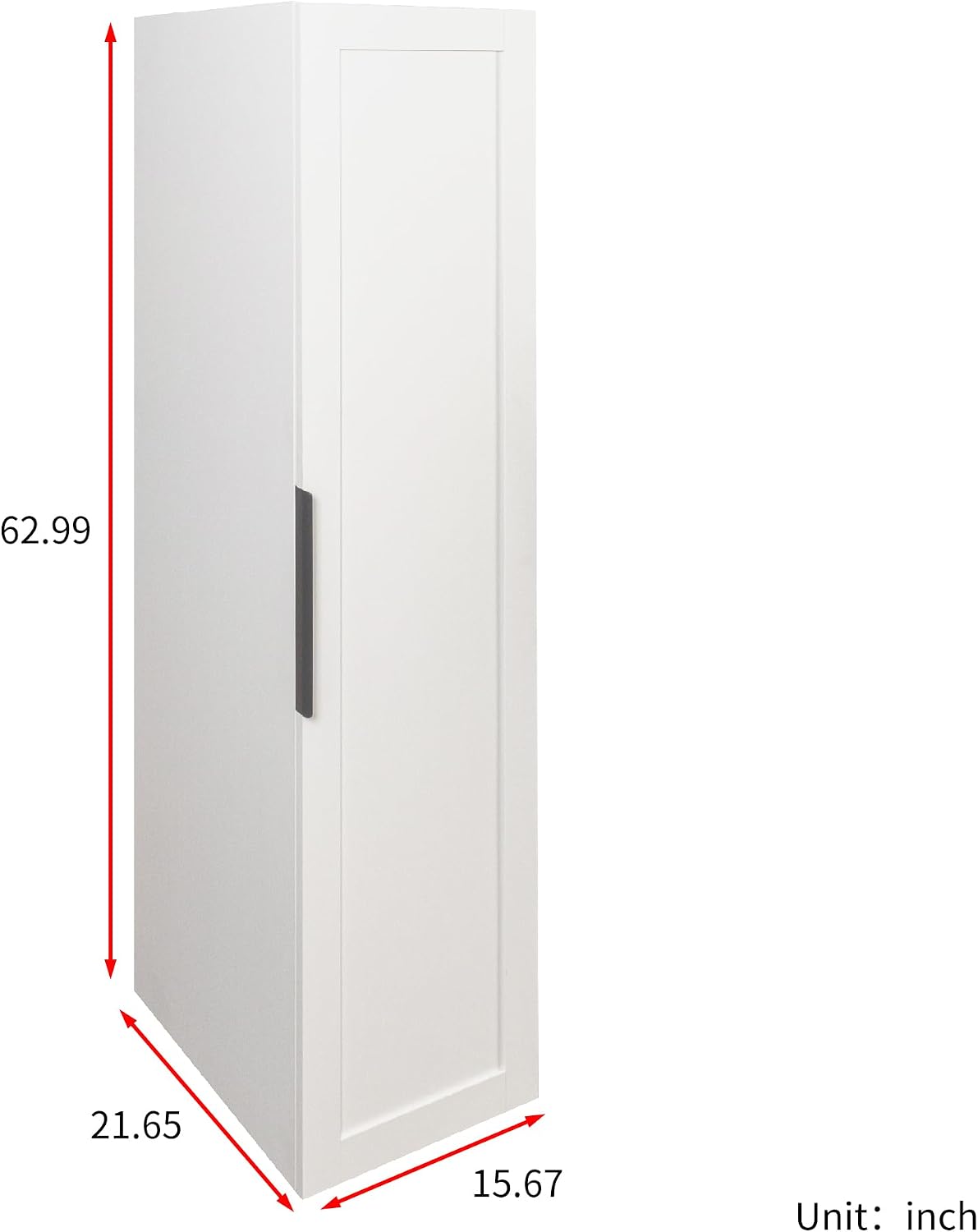 63'' Particle Board and Free Standing Pantry Cabinet, Kitchen Storage Cabinet with Doors Tall Kitchen Pantry Cabinet for Dining Room and Living Room Organization (White)