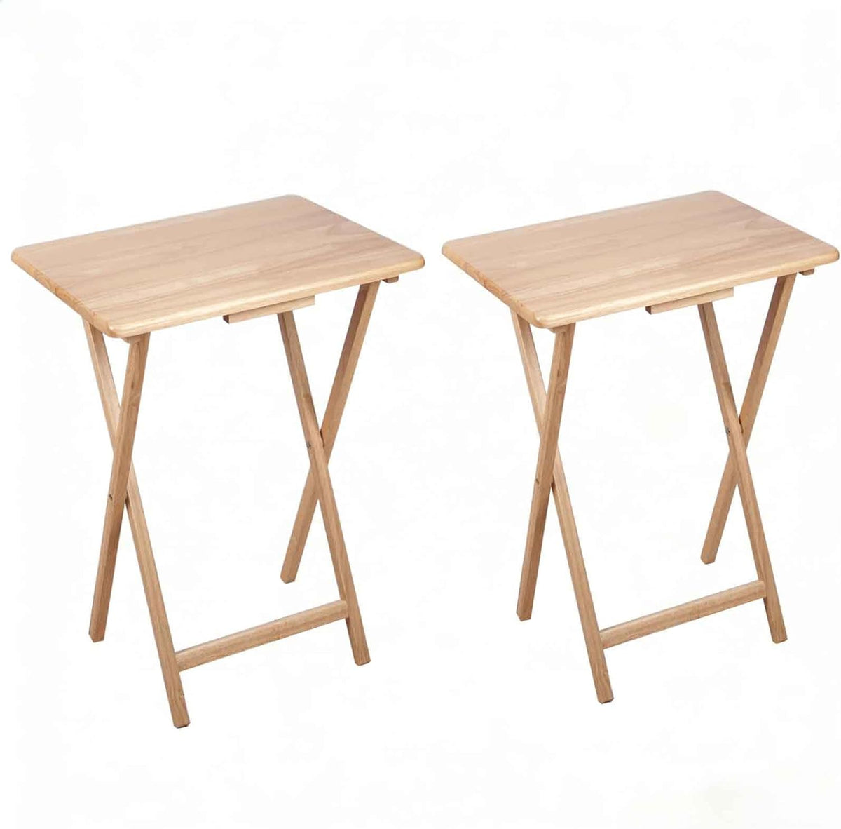 Folding Table L 19 x W 15 x H 26 inches TV Tray Half Portable Laptop Table for Indoor/Outdoor Events (Natural Set of 2)