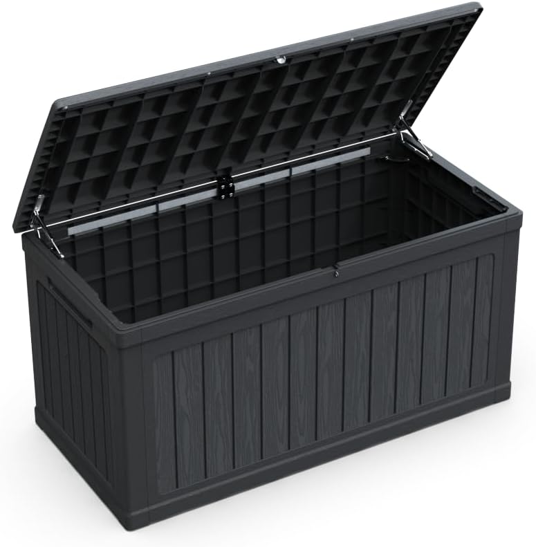 230 Gallon Large Outdoor Storage Deck Box XXL Patio Furniture Storage, 440 lbs Load Capacity as Bench/Table, Waterproof Resin Double-Wall for Backyard Garden & Pool