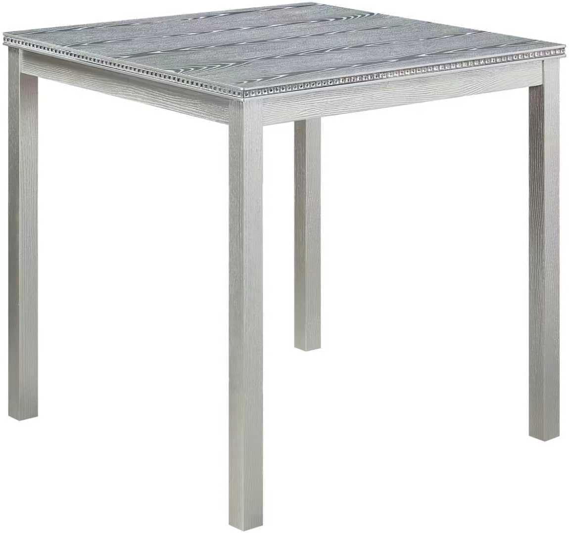 LUMISOL Wood Square Dining Table for 4, Farmhouse Counter Height Kitchen Table for Small Space, No Included Chairs, Silver Grey