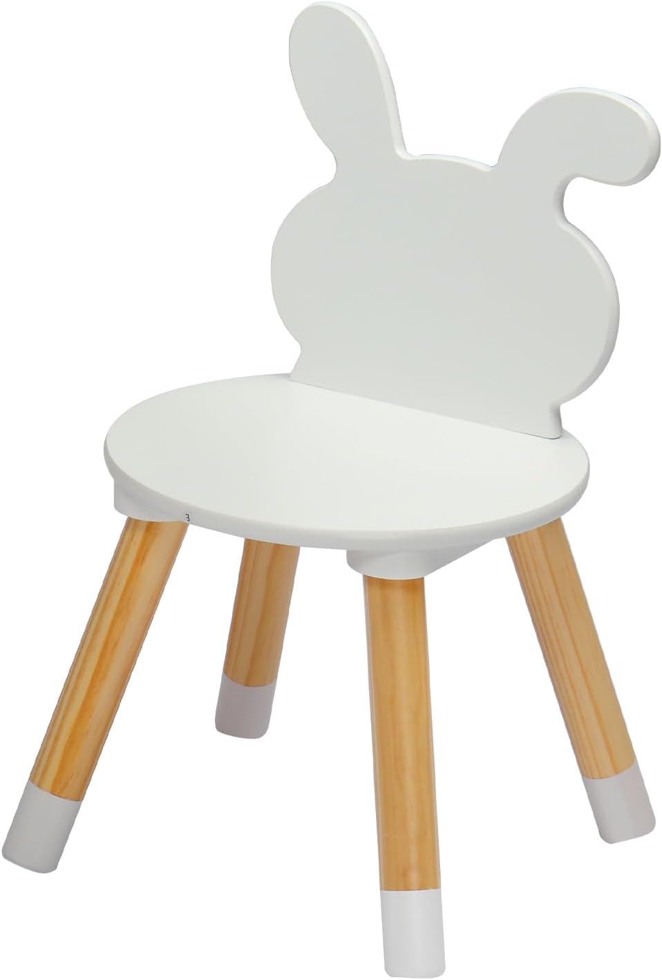 3 Pieces Multi-Activity Round Tables,Wood Table and Chairs Set,Study Dining Reading Table Set,Wooden Modern Activity Tables,with Bear & Bunny Seat Back,for Living Room, Bedroom, Playroom (White)
