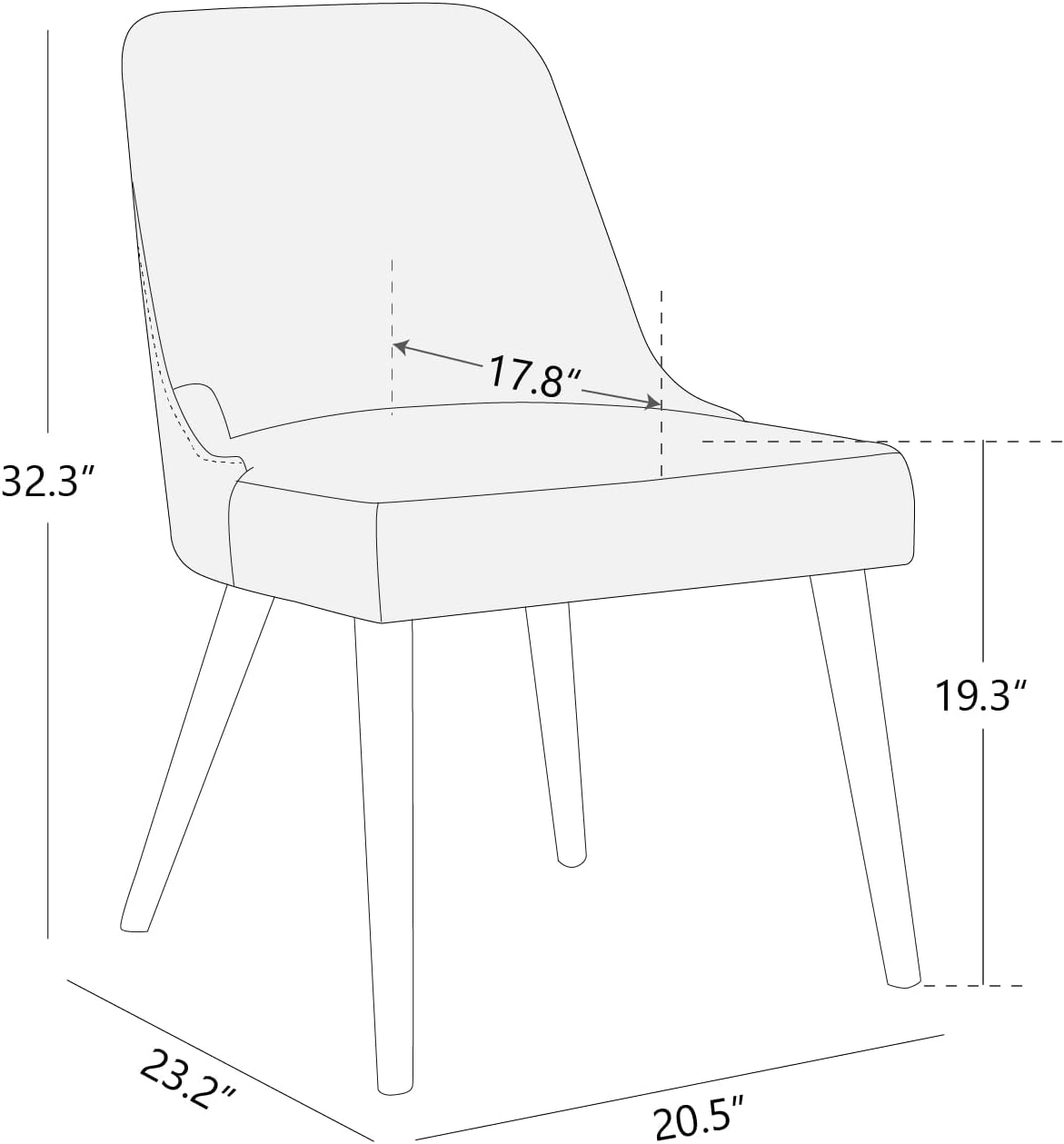 CHITA Mid-Century Modern Dining Chair, Upholstered Fabric Accent Chair for Dining Room, Set of 4,Beige