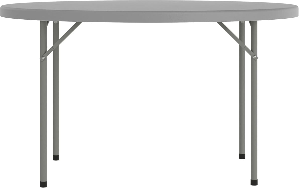 Flash Furniture 4 ft Plastic Round Folding Table, Dark Gray | Durable Construction, Commercial Use