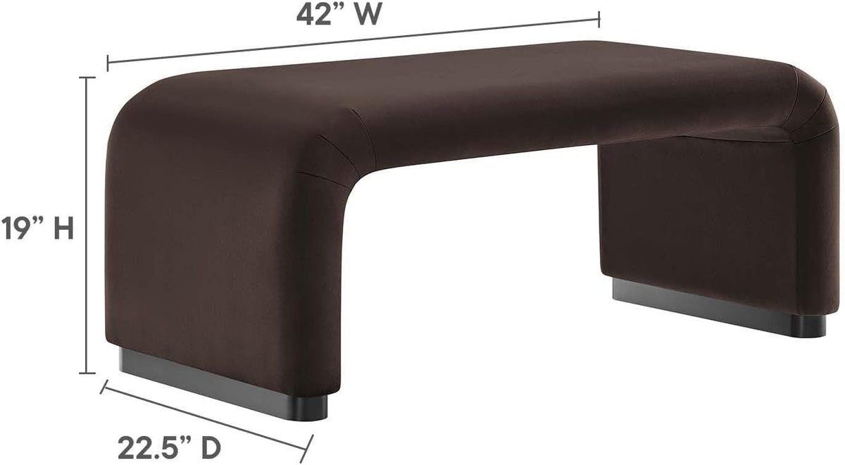 Modway EEI-6735-BLK-CHB Koda Performance Velvet Waterfall Ottoman, Black Chocolate Brown