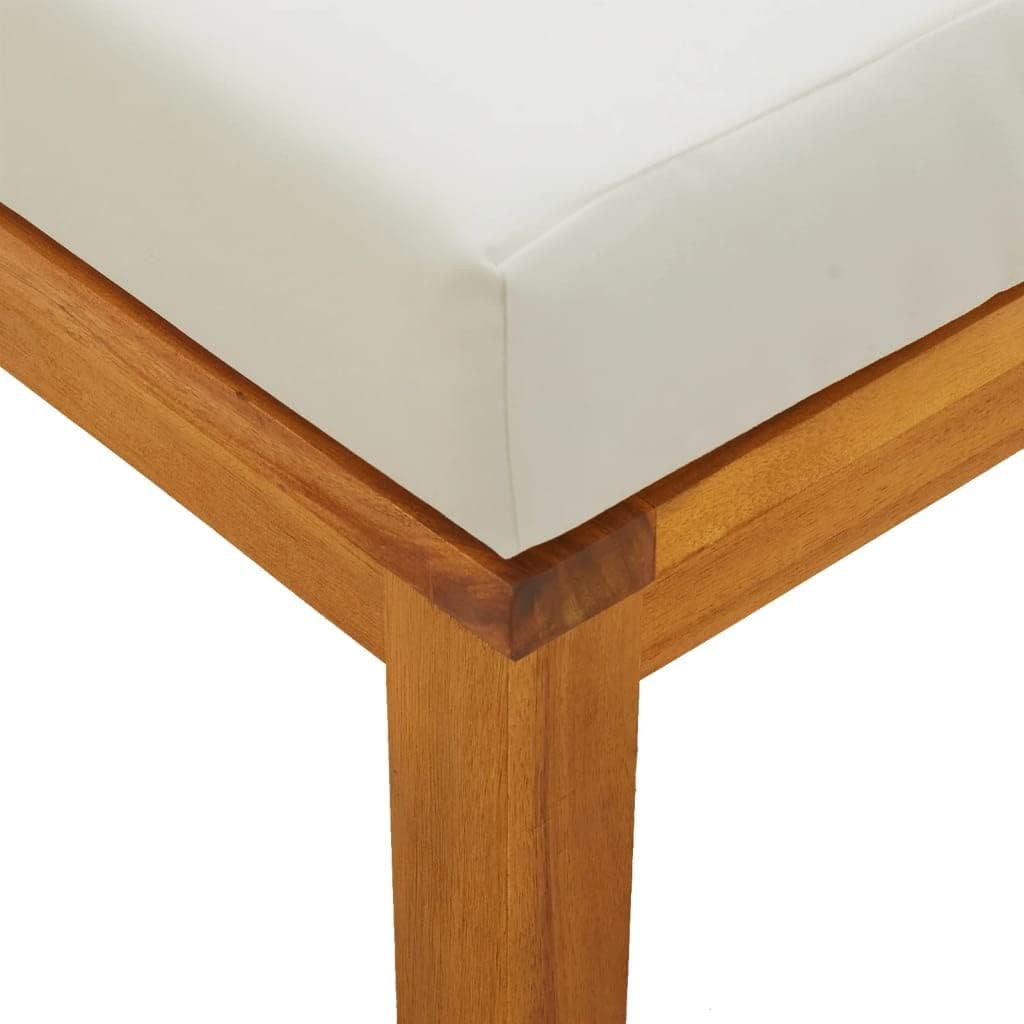 Solid Acacia Wood Garden Stools with Cushions 2 Pcs, 15.7x15.7x16.5 Inch Outdoor Stools for Patio Terrace