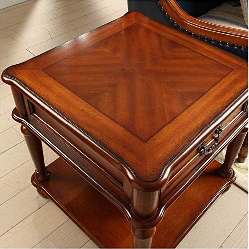 Telephone Table, Living Room Solid Wood Sofa Side Table,American Telephone Side Table,European Style Simple Retro Tea Table,Bedside Table with Drawers (
