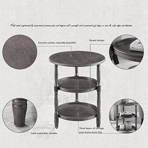 Telephone Table, Small Telephone Coffee Side Table,Living Room Sofa Side Table,Three Layers of Storage,Round Tray Side Table,No Assembly Required(Color:Black Walnut,Size: