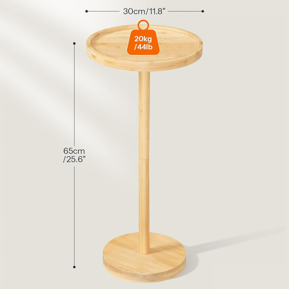 HOOBRO Small Round Side Table, Bamboo Drink Table, Coffee Martini Table with Pedestal Accent for Small Spaces in Living Room, Bedroom, Sofa Couch, Natural YL235BZ01