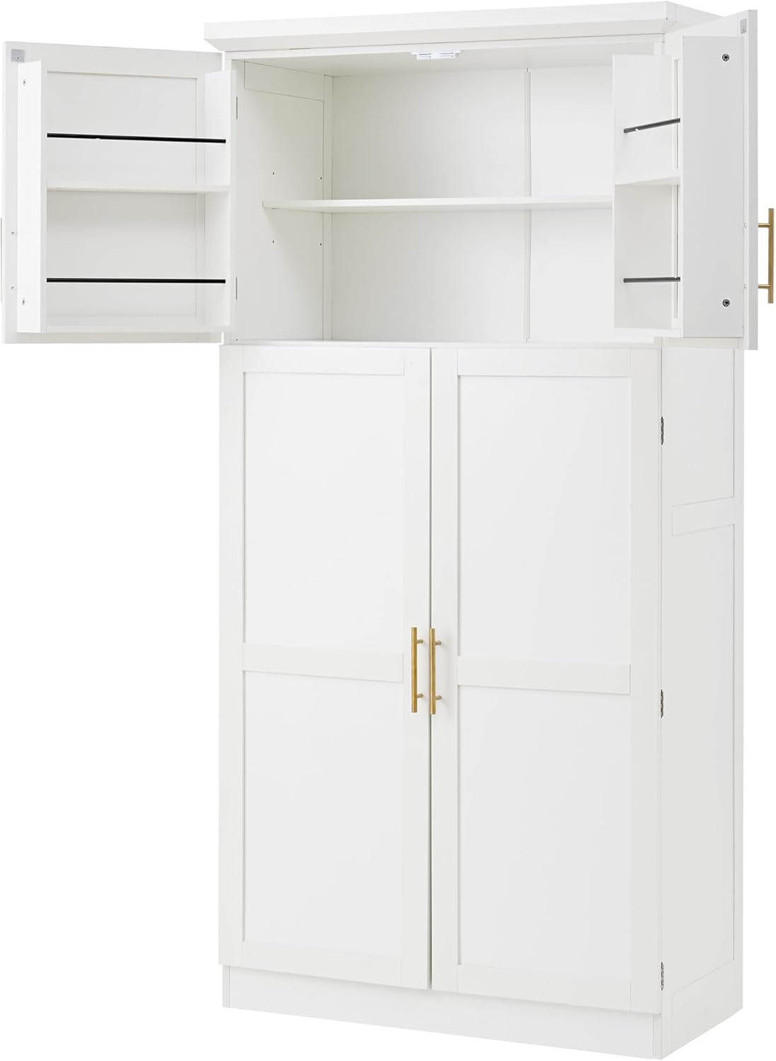 LUMISOL Kitchen Pantry Cabinet, 70.9" Tall Cupboard Storage Cabinet with Adjustable Shelves and Door Shelves, Freestanding Kitchen Hutch with 8 Pull-Out Trays for Dining Room Living Room, White