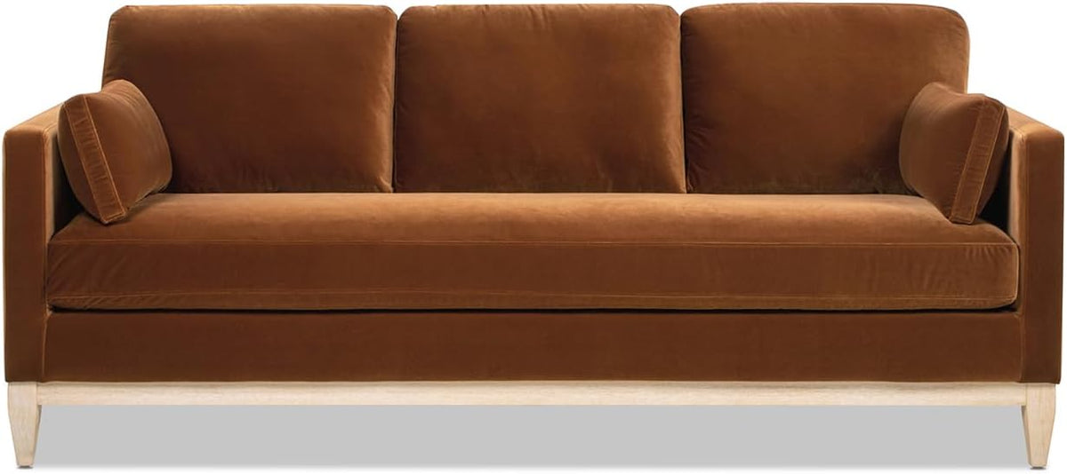 Jennifer Taylor Home Knox 84" Modern Farmhouse Performance Velvet Fabric Living Room Sofa Couch in Burnt Orange
