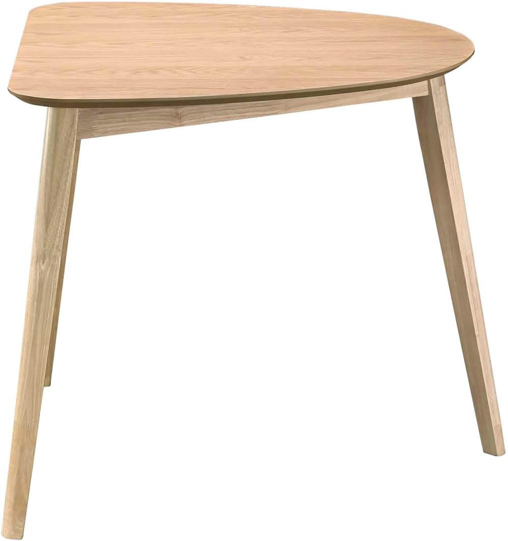 Acanva Modern Small Triangle Dining Room Table for Kitchen Compact Space, Farmhouse Dinner Tables with MDF Top and Wooden Legs, Natural Oak