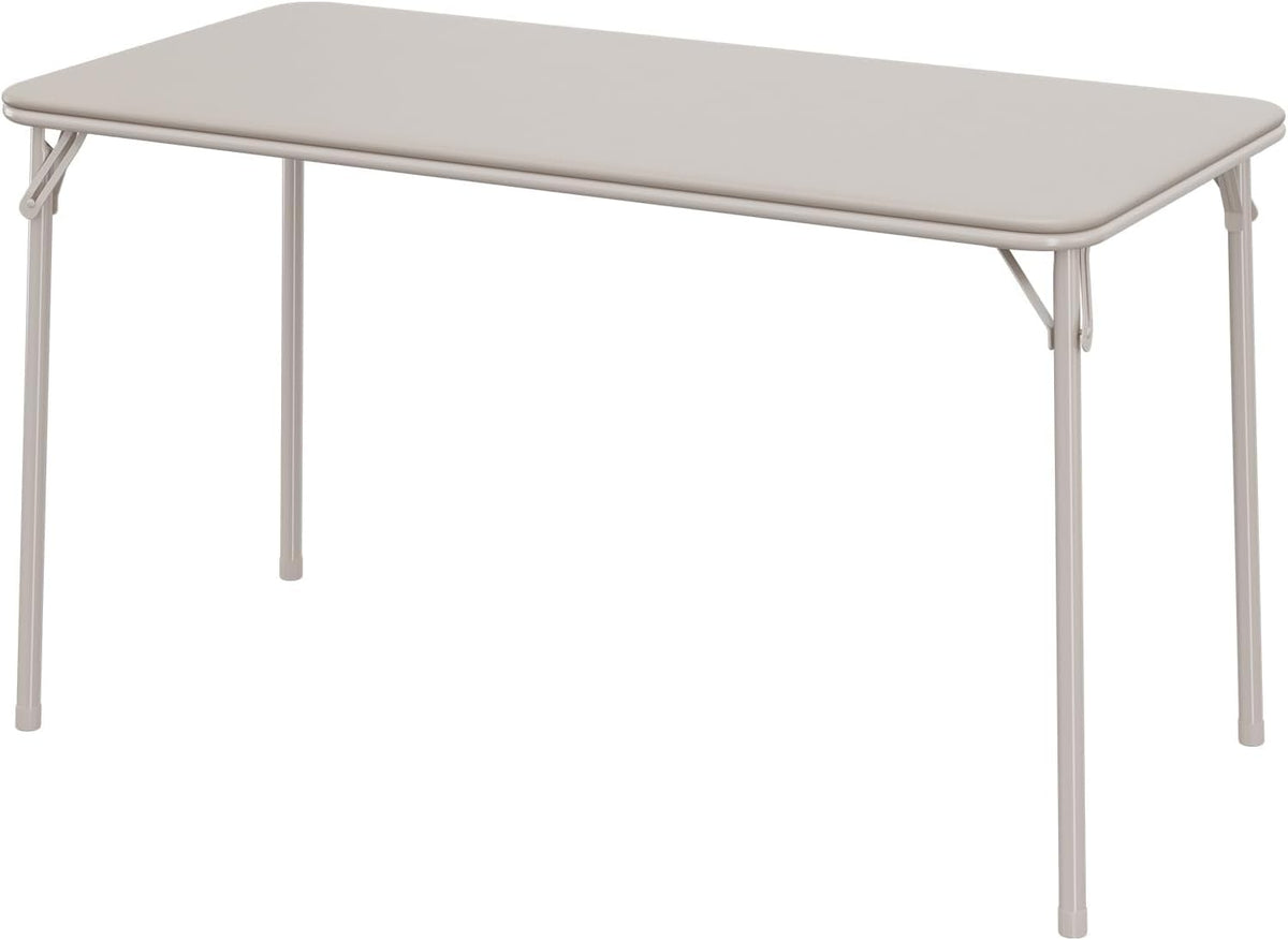 GAOMON Folding Table 4 Foot with Upholstered PU Leather Tabletop, Heavy Duty Metal Legs, Collapsible Design & Shelf Bracket, No Assembly Required, Indoor Outdoor Use, Beige