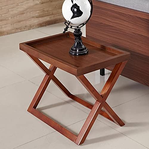 Telephone Table, Walnut Grain,Solid Wood Storage Tray X-Shaped Side Table,Telephone Magazine Table Square Side Table(Size:23.6215,7419.29in,Color:Walnut Wood)