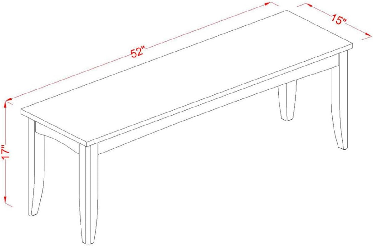 East West Furniture PFB-BLK-W Parfait Dining Room Bench with Solid Wood Seat, 52x15x17 Inch, Black & Cherry
