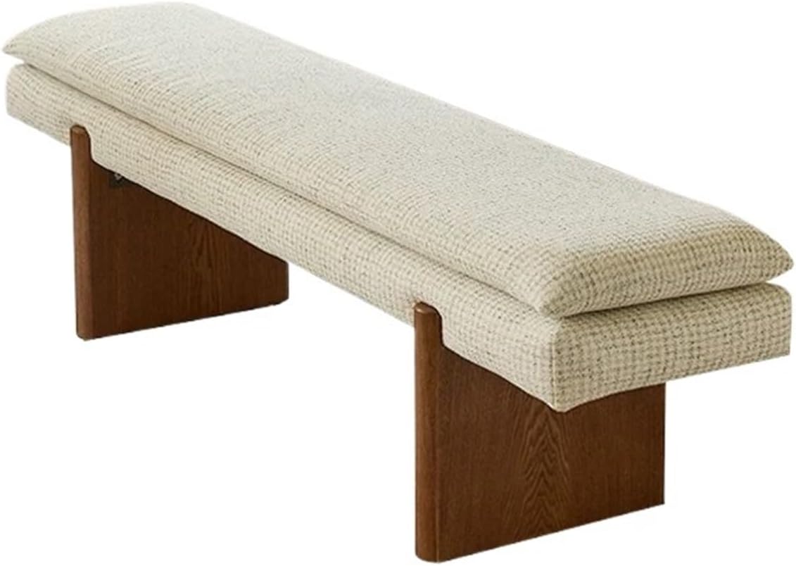 Modern White Bedroom Bench Walk-in Closet Wooden and Fabric Entryway(Medium)