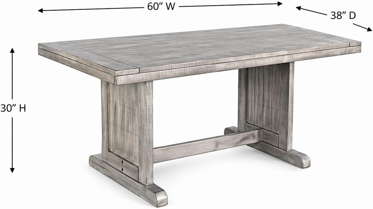 Pemberly Row Contemporary Wood Rectangular Dining Table, Gray Finish, 30''Hx60''Wx38''D, Sleek Minimalist Design, Sturdy Durable Construction, Modern Style Dining Room Table for Small Spaces