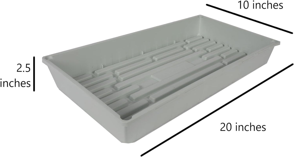 SUNPACK 10" x 20" Mega Plastic Seed Starting Tray, White, 2.5" - No Drainage Holes, Ideal for Greenhouses or Indoor Gardening - Made of Thick, Strong Plastic