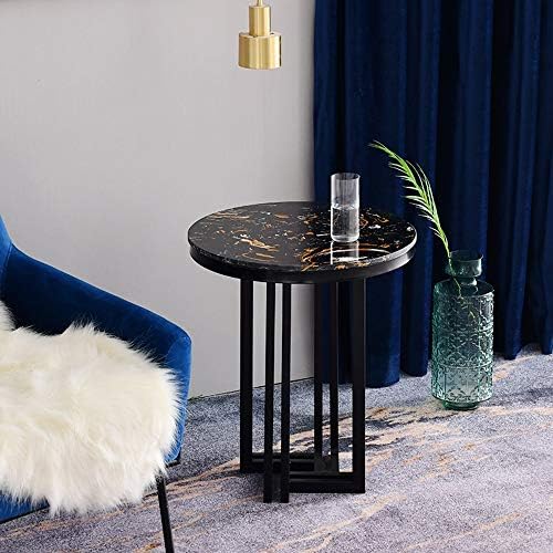 Telephone Table, Marble Sofa Side Table Nordic Luxury Round Coffee Table Telephone Table Bedroom Bedside Table Leisure Table 5062CM(Color:Silver)