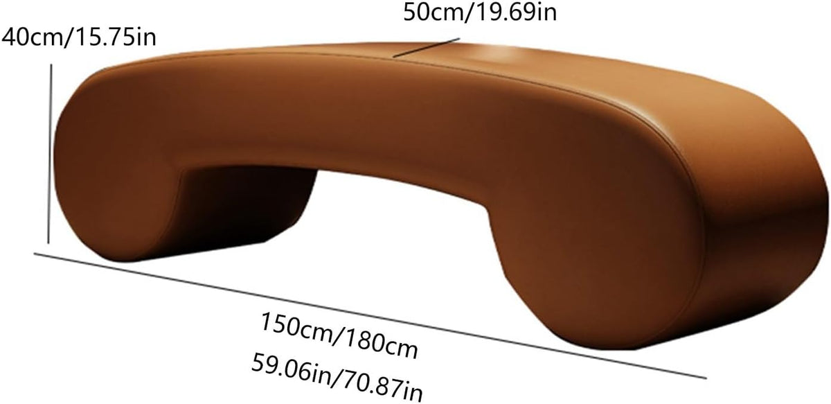 Modern Faux Leather Bench, Creativity Bedroom Benches Footrest Stool, for End of Bed, Indoor for Entryway Living Room Entryway(Brown,180 * 50 * 40cm)