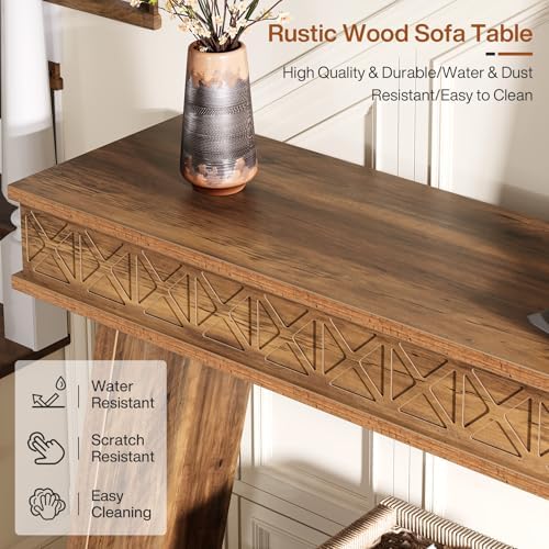 Tribesigns 70.9 Inch Extra Long Console Table for Entryway, 2-Tier | Narrow Sofa Table, Behind Couch Table, Farmhouse Entryway Table with Storage, for Living Room, Hallyway, Foyer, Rustic Brown