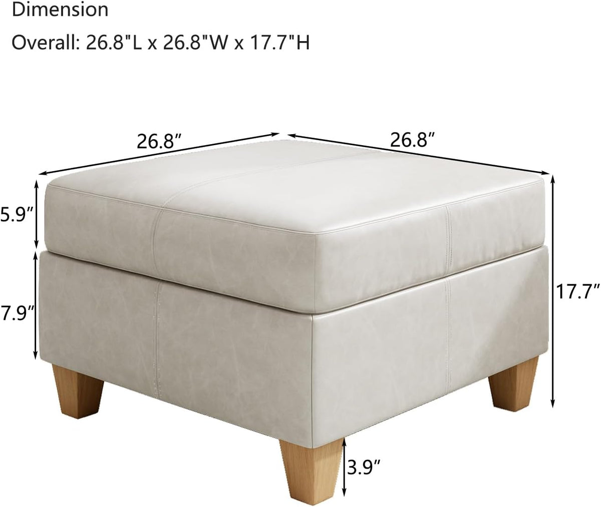 EASE MOOSE Middle Module Seat for Modular Sofa with Reversible Chaises, Faux Leather Armless Chair Customizable Sectional Sofa Couch with Storage