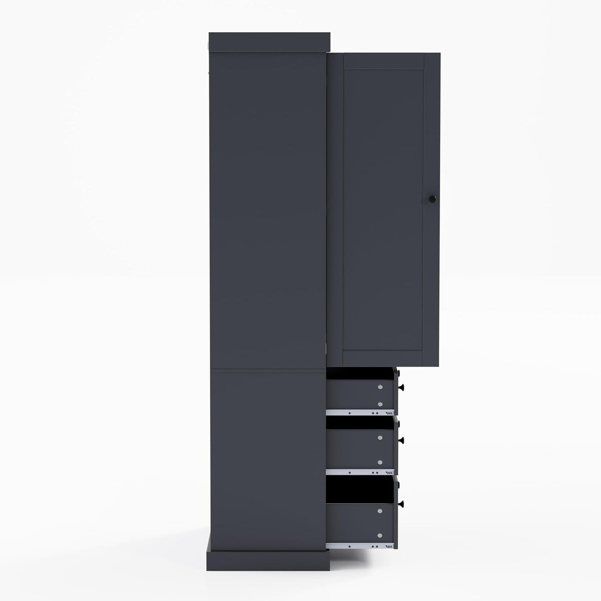 Ball & Cast 77" Freestanding Kitchen Pantry with 3 Drawers and Adjustable Shelves,Tall Cupboard Storage Cabinet with 8 Door Shelves, for Kitchen,Dining Room,Living Room,Apartment,Gray