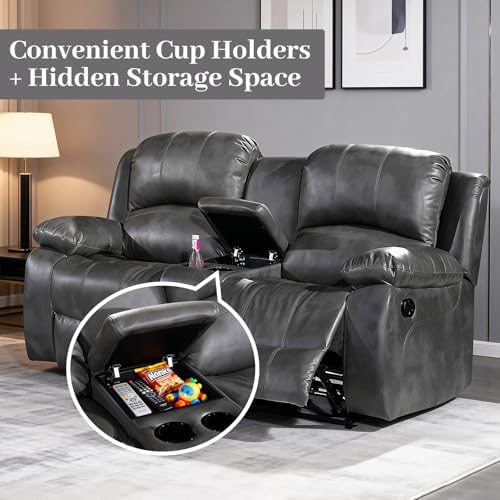 Betsy Furniture 3PC Faux Leather Reclining Couch Set, Living Room Furniture Set, Sofa, Loveseat, Glider, 8018 Multiple Colors (Gray, Sofa+Loveseat+Chair) | 8018