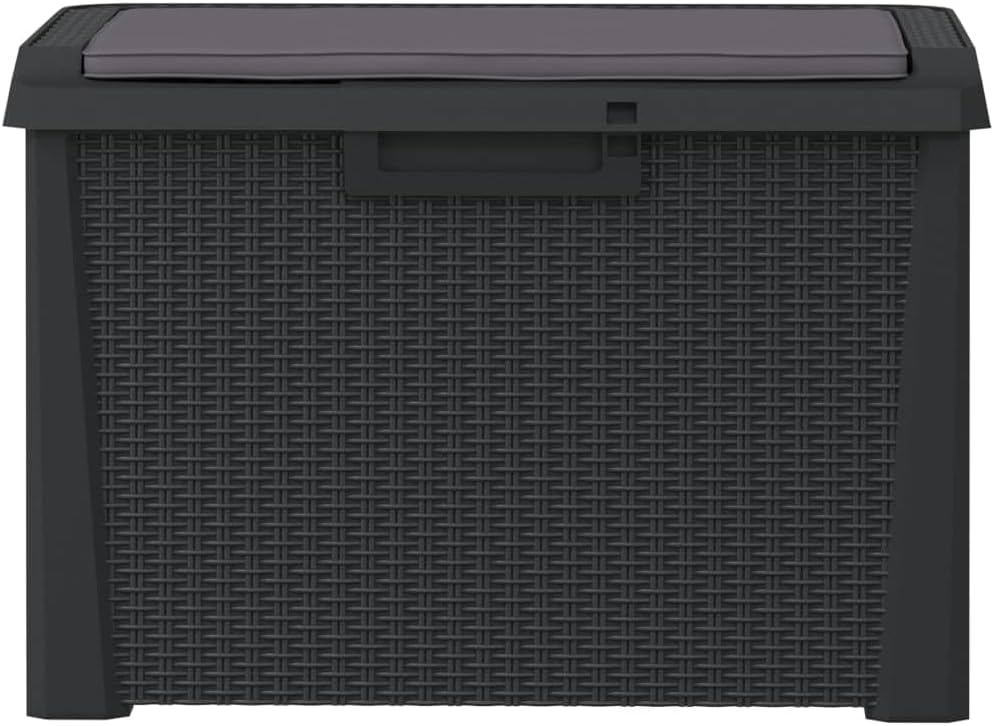 Anthracite Garden Storage Box 125L Polypropylene Medium Outdoor Patio Seat with Cushion for Tools and Cushions
