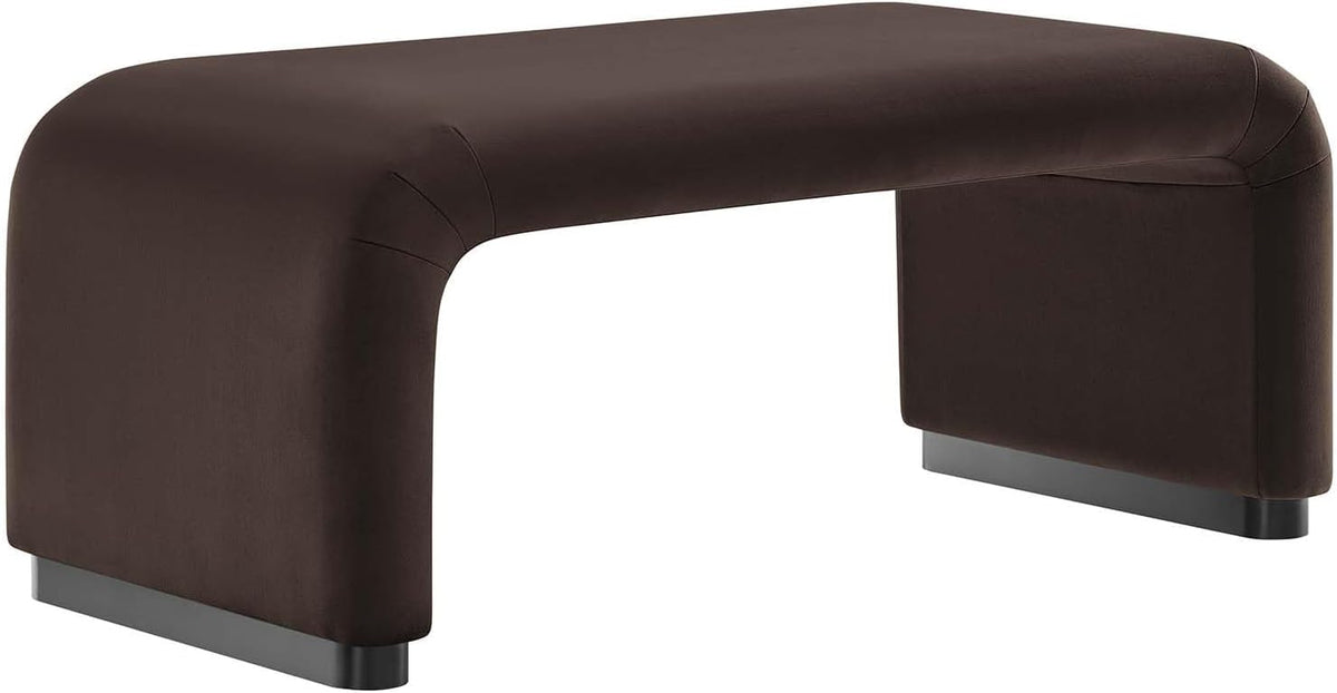 Modway EEI-6735-BLK-CHB Koda Performance Velvet Waterfall Ottoman, Black Chocolate Brown