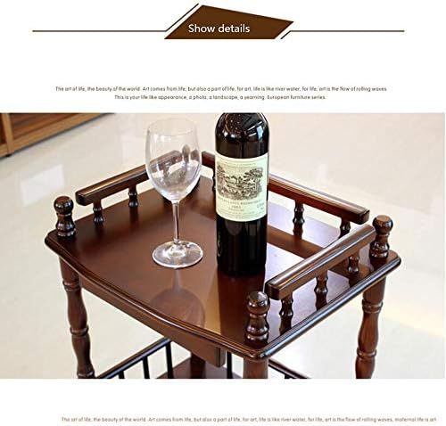 Telephone Table, European Side Table,Solid Wood Sofa Side Table, Casual Small Coffee Table,Plant Stand/Telephone Stand,2-Story Bedside Table with Drawe(Brown-18.11 * 14.17 * 26.77in
