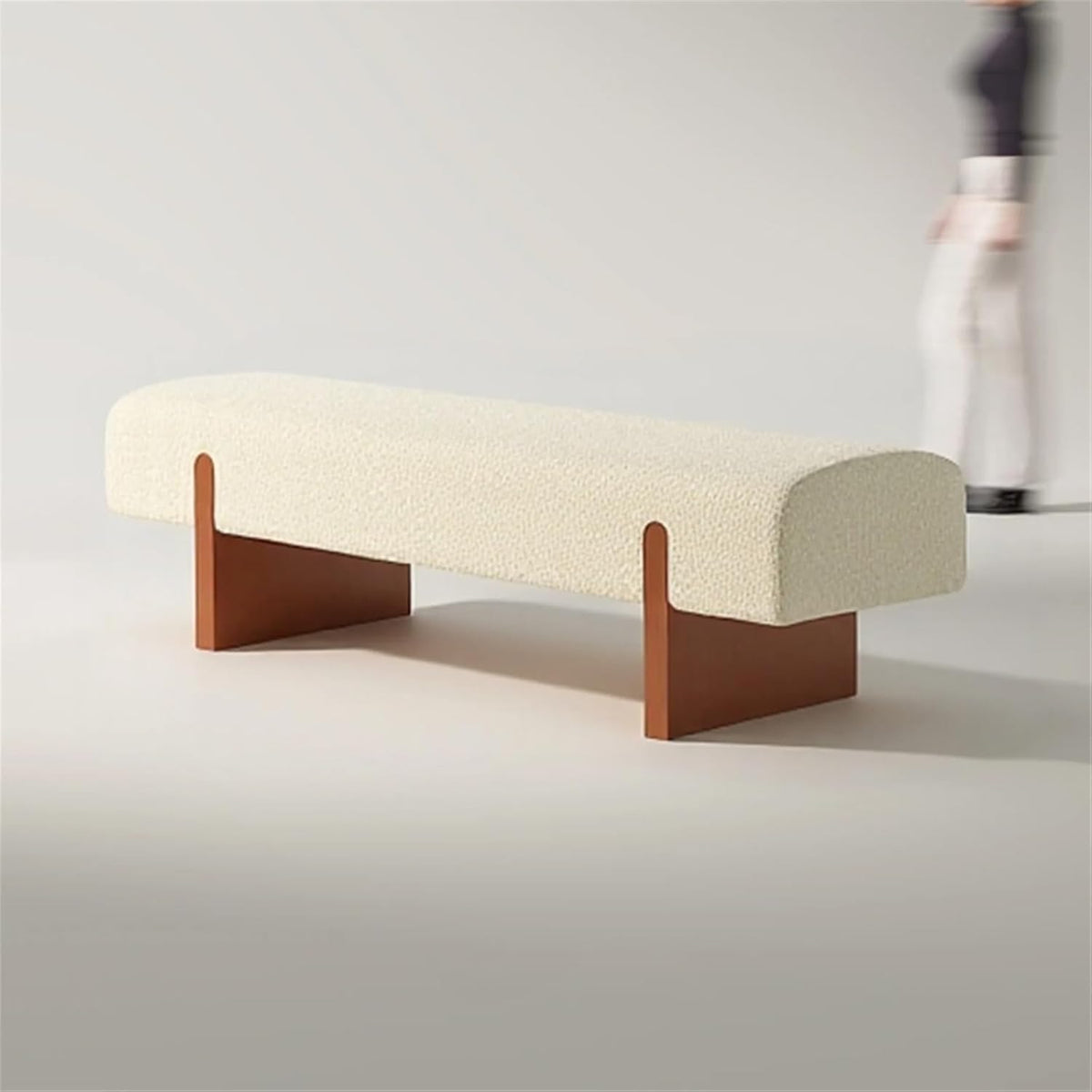 Modern Wooden Bed end Bench Dining Table Upholstered Shoe Changing Dressing Room Rest Area Entryway(Small)