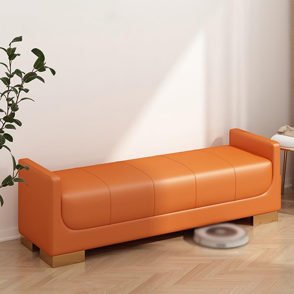 Modern Bed End Stool Bedroom Small Apartment Simple Nordic Fabric Living Room Armrest Sofa Shoe Bench Entryway(Blue)