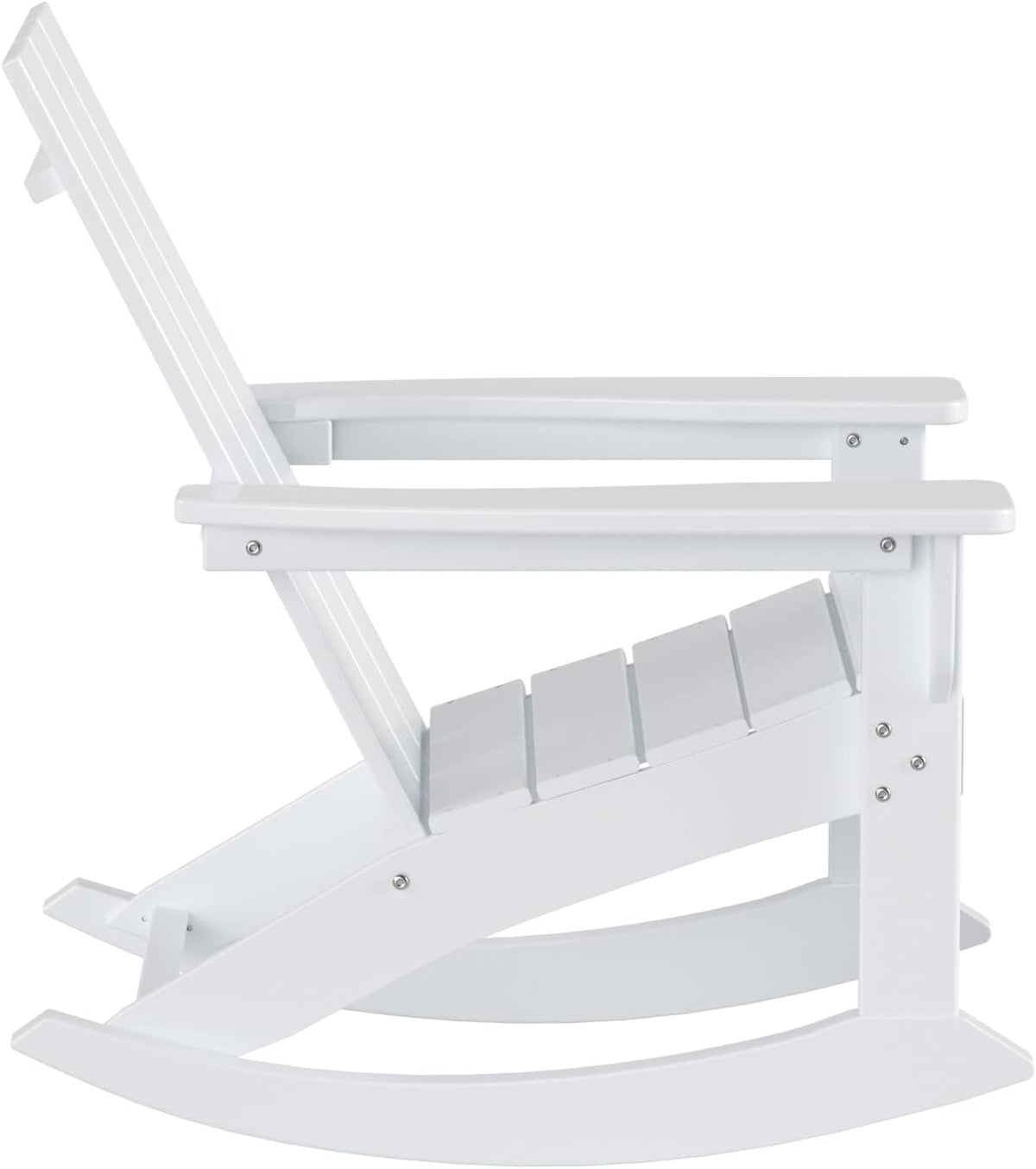 WestinTrends Ashore Patio Rocking Chairs Set of 2, All Weather Poly Lumber Plank Adirondack Rocker Chair, Modern Farmhouse White Rocking Chairs for Porch Garden Backyard and Indoor