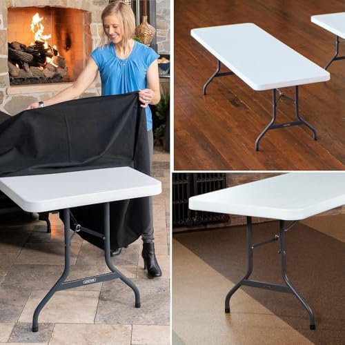 Lifetime 22980 8-Foot Commercial Folding Table, White Granite HDPE Top, Steel Frame