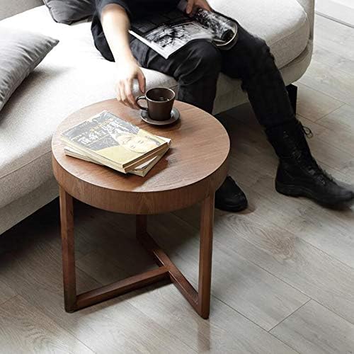 Telephone Table, Round Small Side Table,Sofa Corner end Table,Telephone Solid Wood Side Table,Negotiating Table,Solid Wood Support Legs(Color:Walnut,Size:18.8918.8920.07i