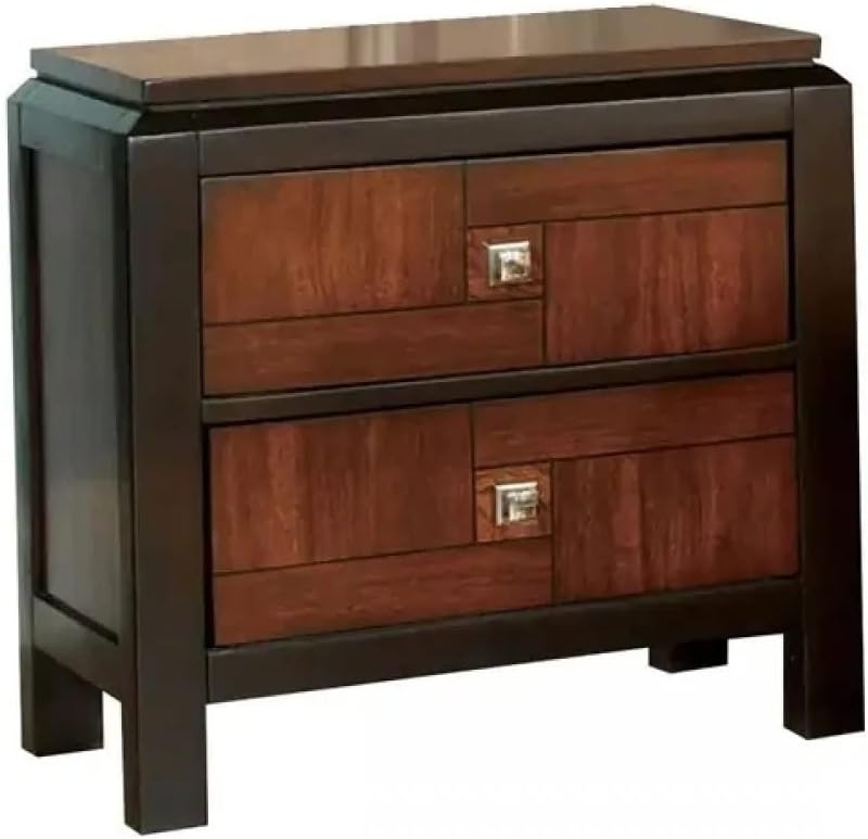 Nightstand Only Transitional 2-Drawers Square Chrome Knobs Multitone Unique Nightstand,for Small Spaces