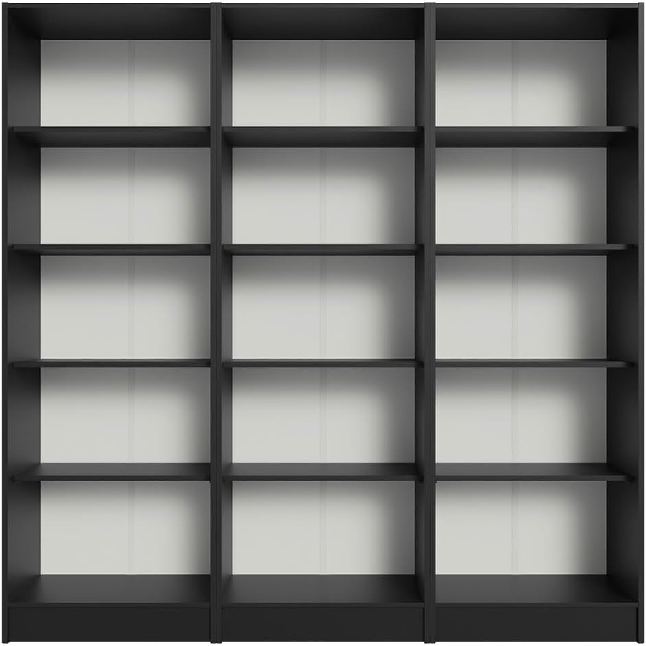 Madesa Kitchen Set 3 Pantry Storage Cabinet with 15 Utility Shelves 71'L Wooden Organization Unit for Kitchen - Black