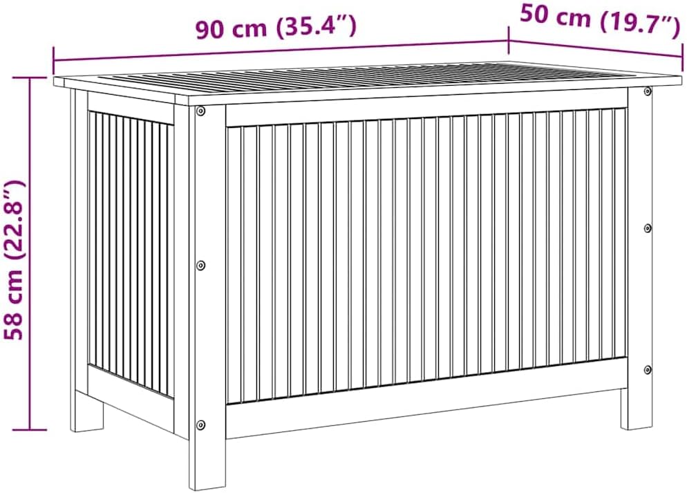 Wood Garden Backyard Organization, Wooden Garden Storage Box for Patio Furniture and Outdoor Cushions, 35.4"x19.7"x22.8",-337