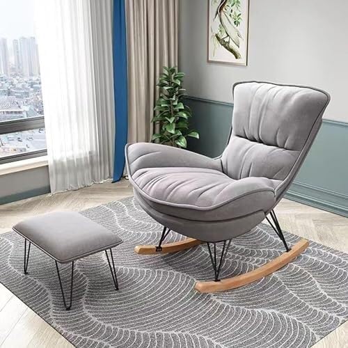 Rocking Chair with High Rest and Footstool, Reclining Glider Chair for Living Room Bedroom, 330lbs Capacity